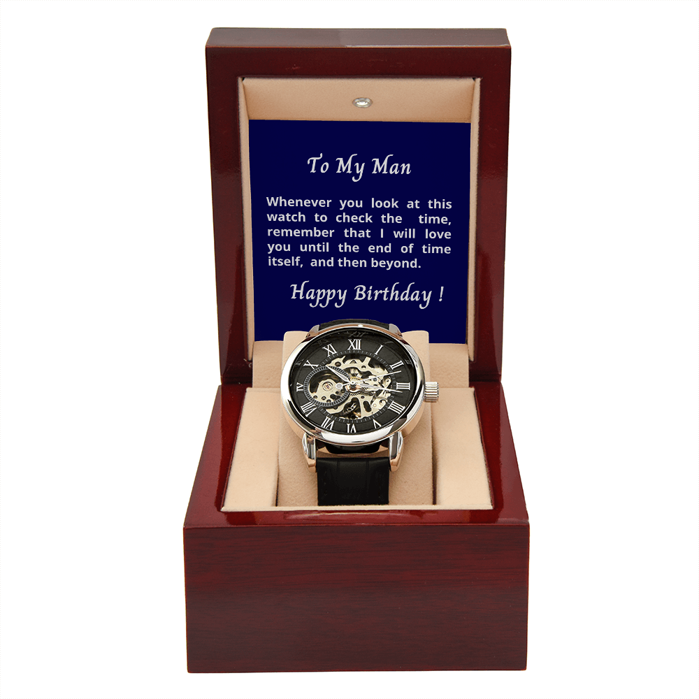 Gift for Husband / Partner, Luxury men's Openwork watch, present from Wife / Partner.
