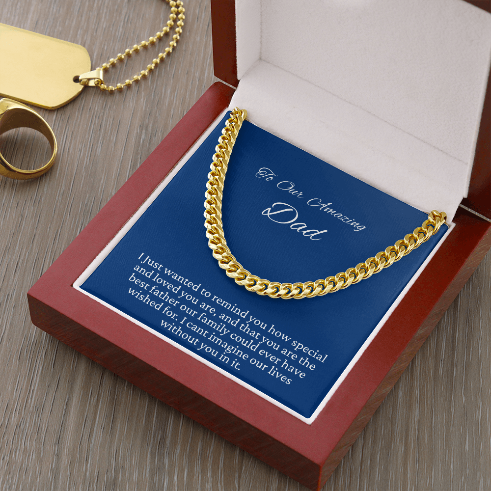 Gift to husband from wife, Cuban Link Chain necklace, for Father's day, Birthday, Christmas, Anniversary 4V