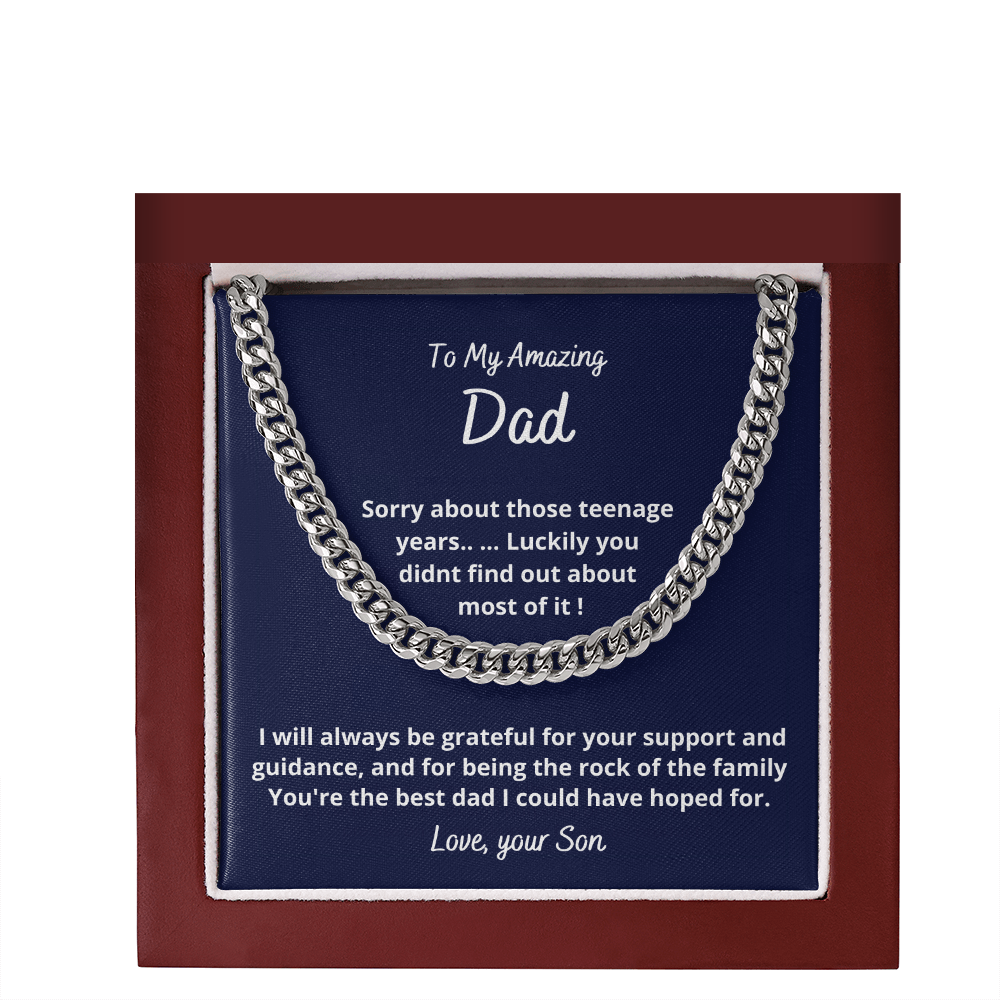 Necklace Gift for Dad or Stepdad, Gift from son, Birthday, Christmas, Father's day present, Funny