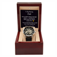 Gift to Dad from Son, Men's Openwork watch, present in luxury box with message, Funny