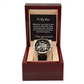 Gift for Husband / Partner, Men's Openwork watch, from Wife in luxury Mahogany box.