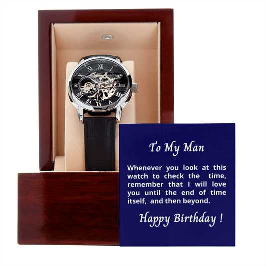 Gift for Husband / Partner, Luxury men's Openwork watch, present from Wife / Partner.