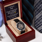 Gift to Dad from Son, Men's Openwork watch, present in luxury box with message, Funny