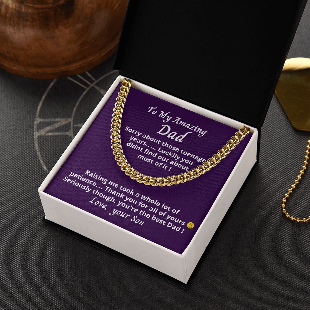 Gift for Dad from Son, Cuban Link Chain necklace, Gift for Birthday, Father's Day, Christmas