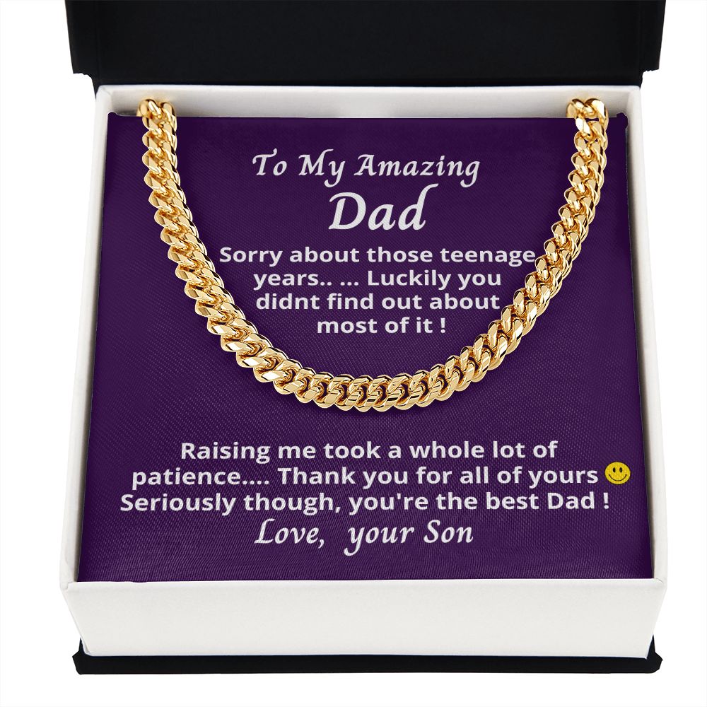 Gift for Dad from Son, Cuban Link Chain necklace, Gift for Birthday, Father's Day, Christmas
