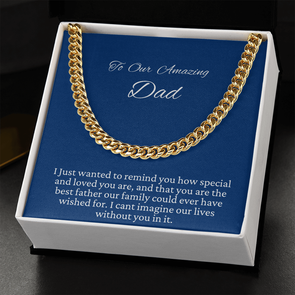 Gift to husband from wife, Cuban Link Chain necklace, for Father's day, Birthday, Christmas, Anniversary 4V