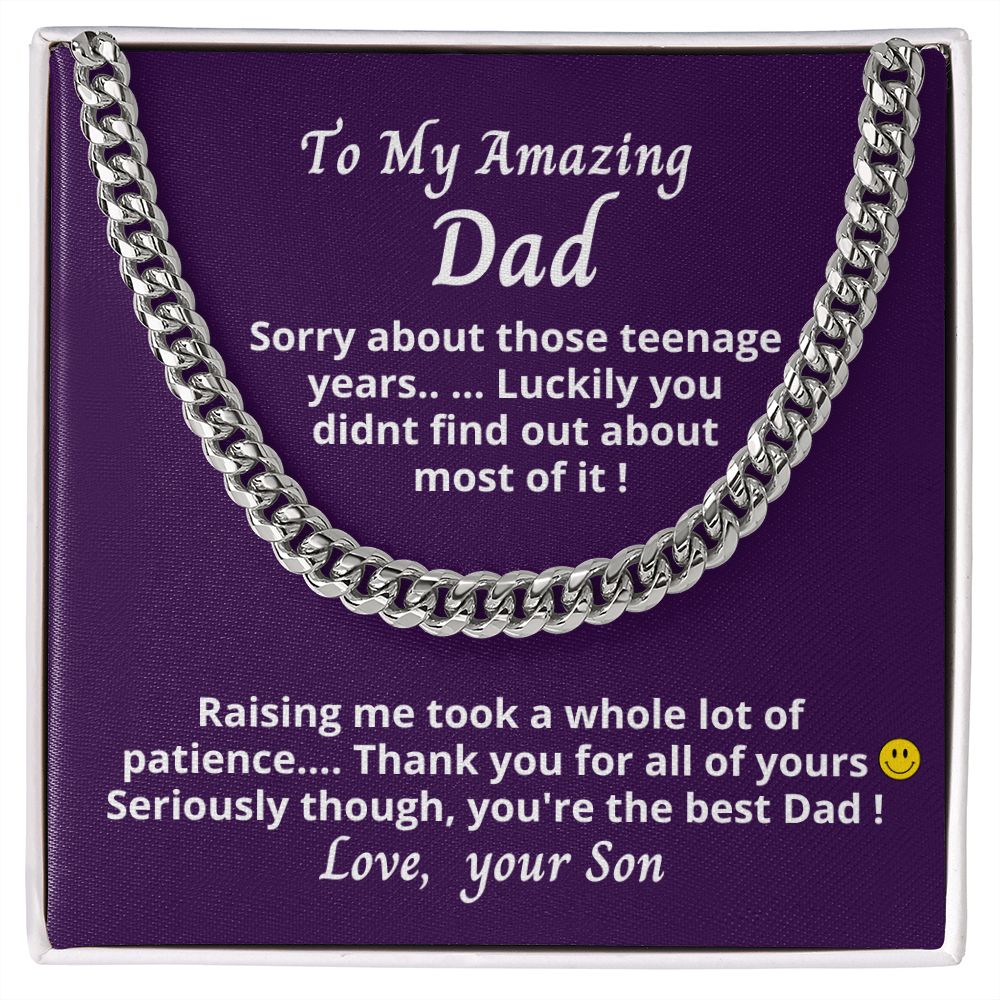 Gift for Dad from Son, Cuban Link Chain necklace, Gift for Birthday, Father's Day, Christmas