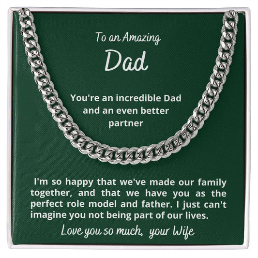 Gift for Husband from Wife, Cuban Link Chain Necklace, for Father's Day, Birthday, Christmas, 4V