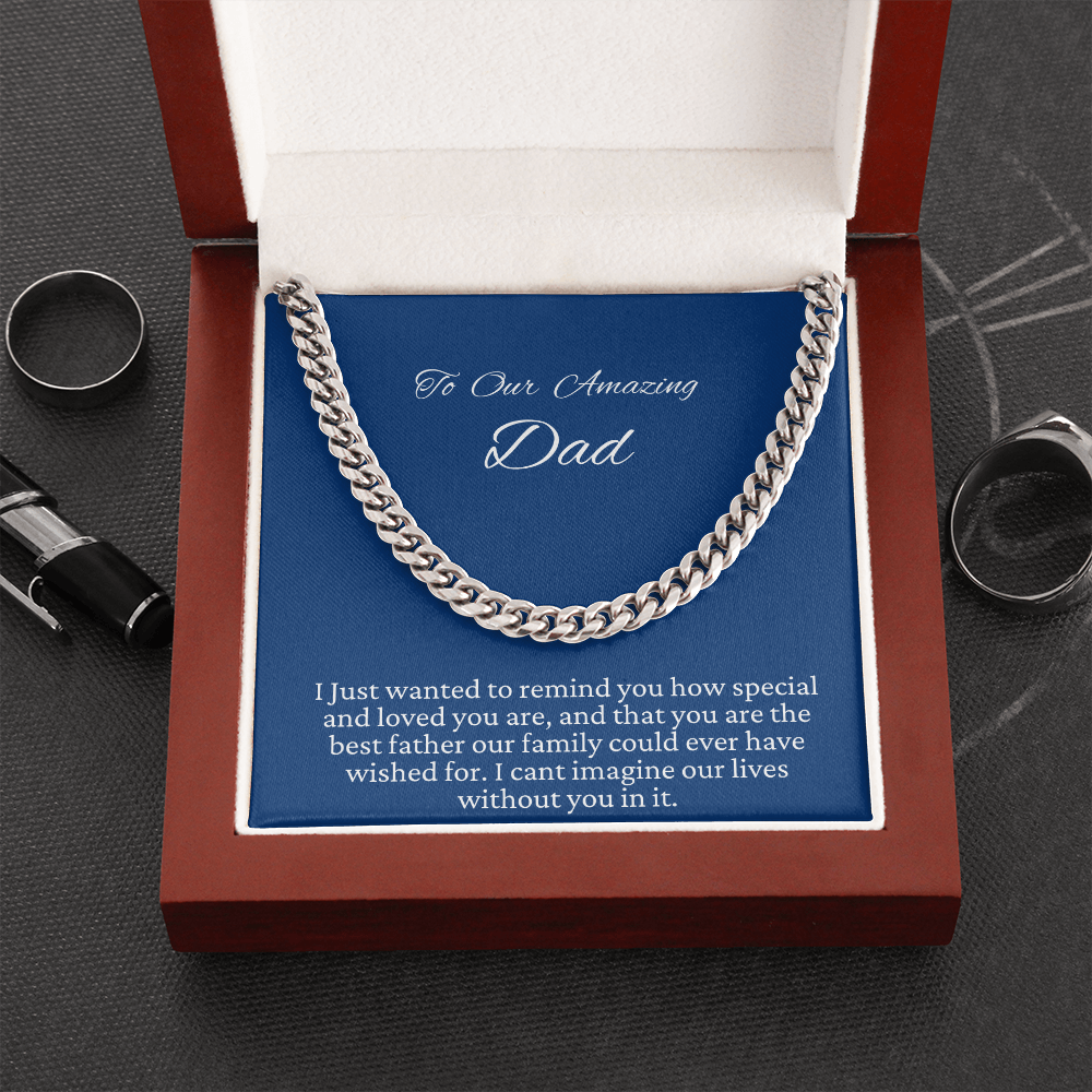 Gift to husband from wife, Cuban Link Chain necklace, for Father's day, Birthday, Christmas, Anniversary 4V