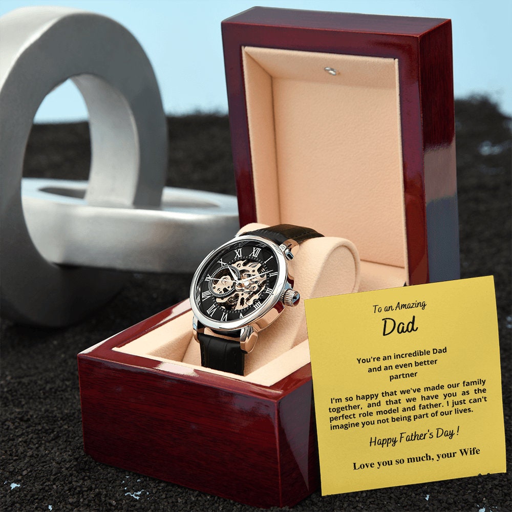 Openwork watch Gift for Dad, Present from Wife, from Partner, Luxury Men's Watch, Happy Fathers Day