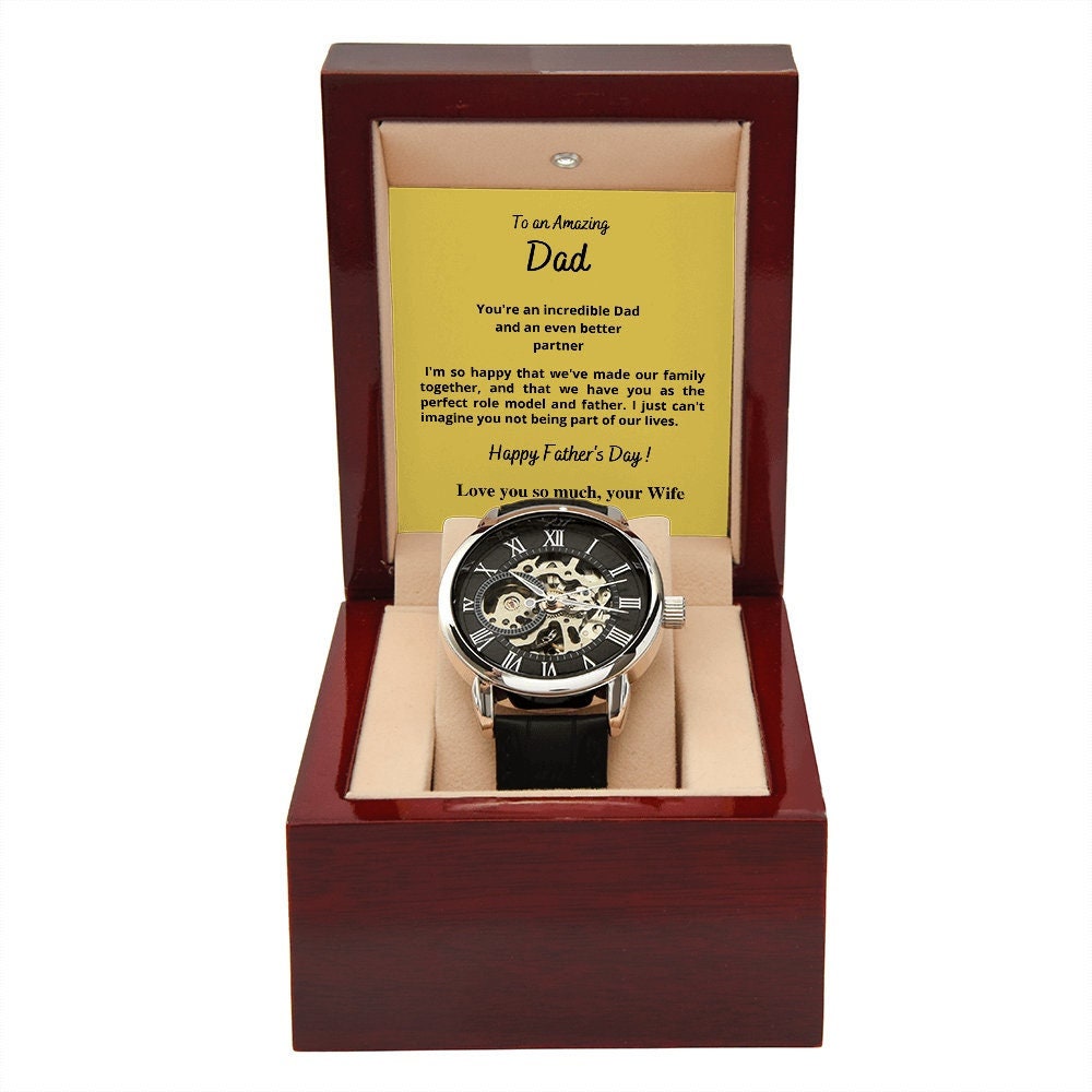 Openwork watch Gift for Dad, Present from Wife, from Partner, Luxury Men's Watch, Happy Fathers Day