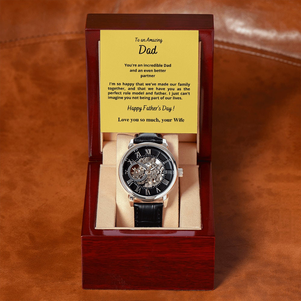 Openwork watch Gift for Dad, Present from Wife, from Partner, Luxury Men's Watch, Happy Fathers Day