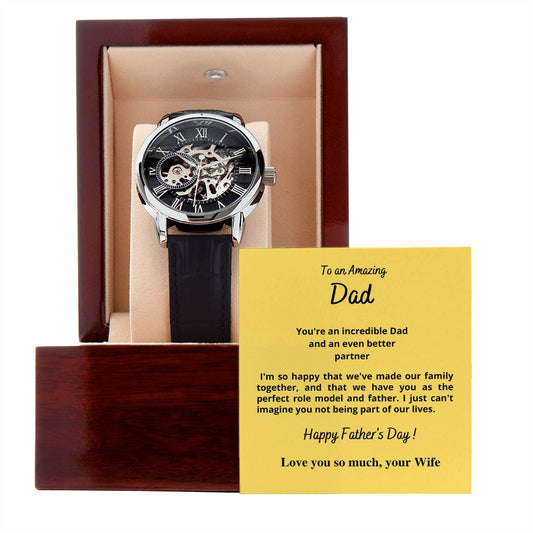 Openwork watch Gift for Dad, Present from Wife, from Partner, Luxury Men's Watch, Happy Fathers Day