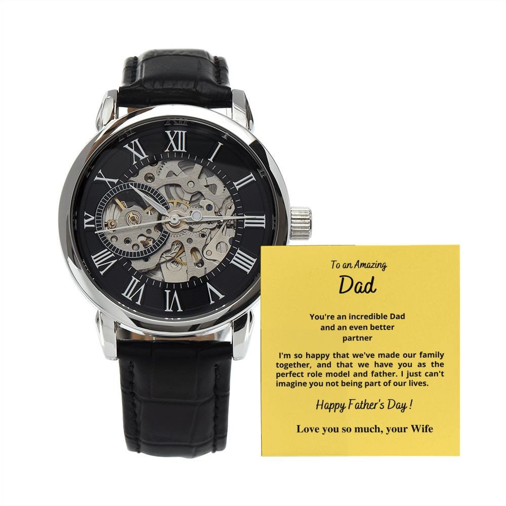 Openwork watch Gift for Dad, Present from Wife, from Partner, Luxury Men's Watch, Happy Fathers Day