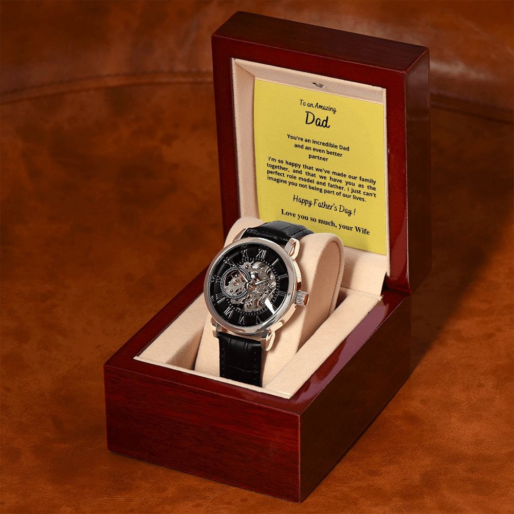 Openwork watch Gift for Dad, Present from Wife, from Partner, Luxury Men's Watch, Happy Fathers Day