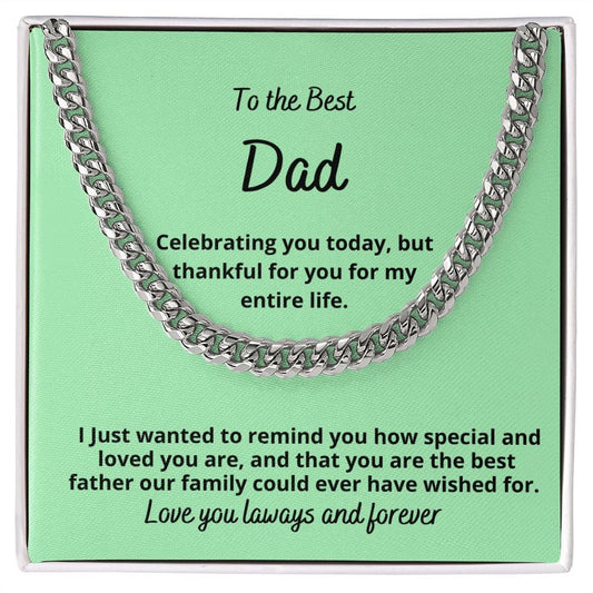 Gift for Dad, Cuban link Chain Necklace,  from Son, from Daughter, from Wife, Father's day gift, Birthday present