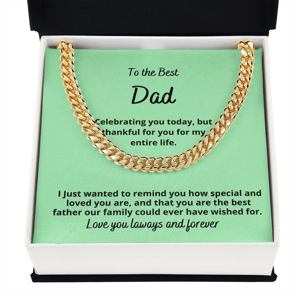 Gift for Dad, Cuban link Chain Necklace,  from Son, from Daughter, from Wife, Father's day gift, Birthday present