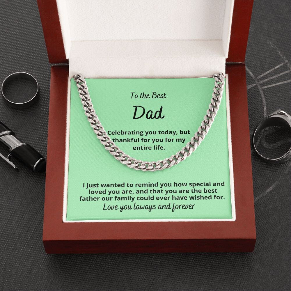 Gift for Dad, Cuban link Chain Necklace,  from Son, from Daughter, from Wife, Father's day gift, Birthday present