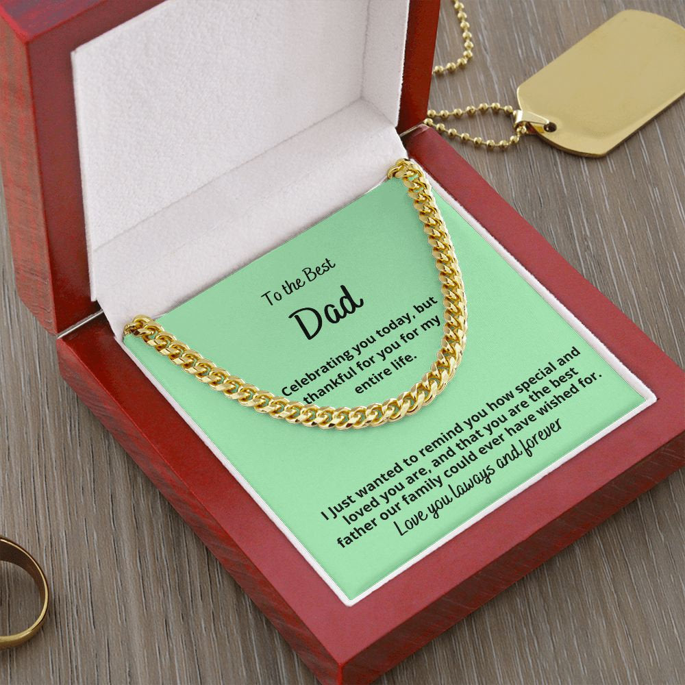 Gift for Dad, Cuban link Chain Necklace,  from Son, from Daughter, from Wife, Father's day gift, Birthday present