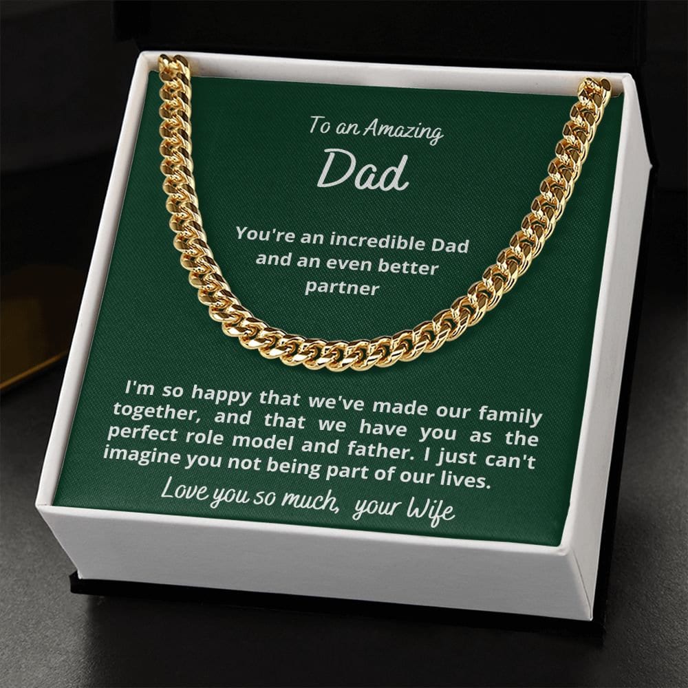 Gift for Husband, Cuban Link Chain Necklace, from wife, for Father's Day, Birthday, Christmas, sentimental present