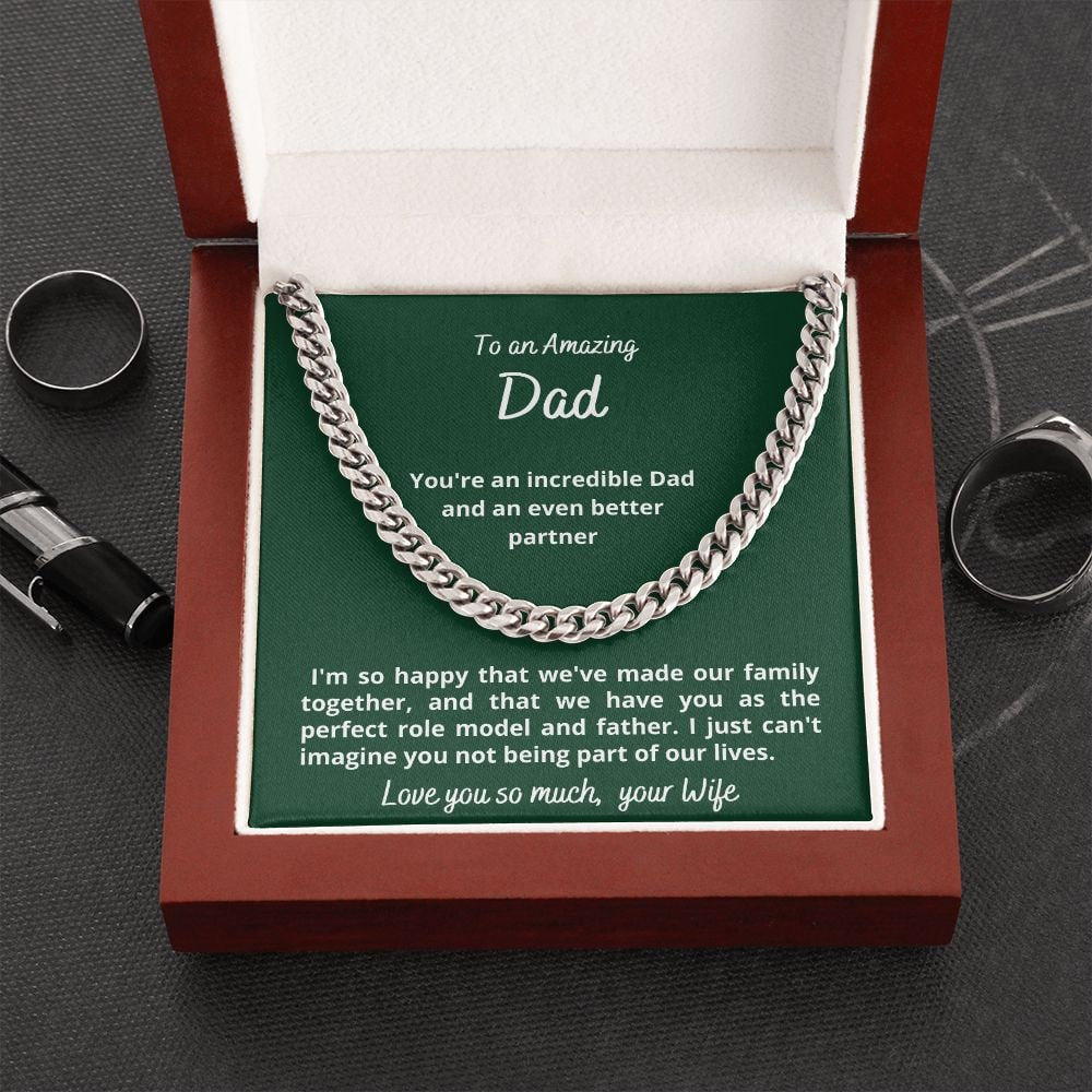 Gift for Husband, Cuban Link Chain Necklace, from wife, for Father's Day, Birthday, Christmas, sentimental present