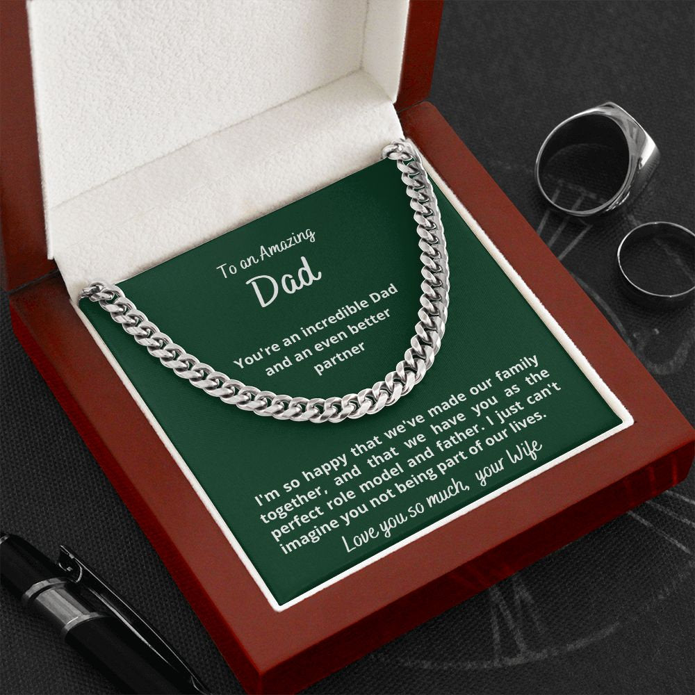 Gift for Husband, Cuban Link Chain Necklace, from wife, for Father's Day, Birthday, Christmas, sentimental present