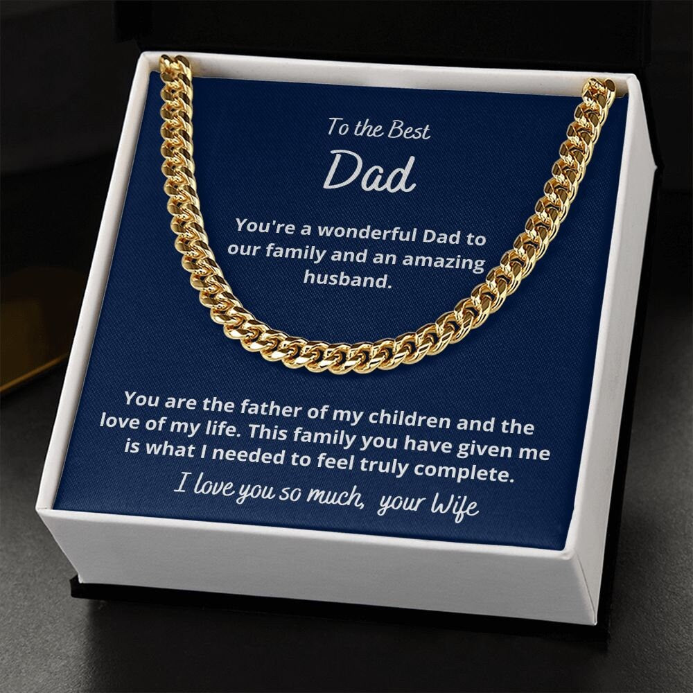 Gift to husband, Cuban Link Chain necklace, from Wife, for Father's day, Birthday, Christmas, Anniversary