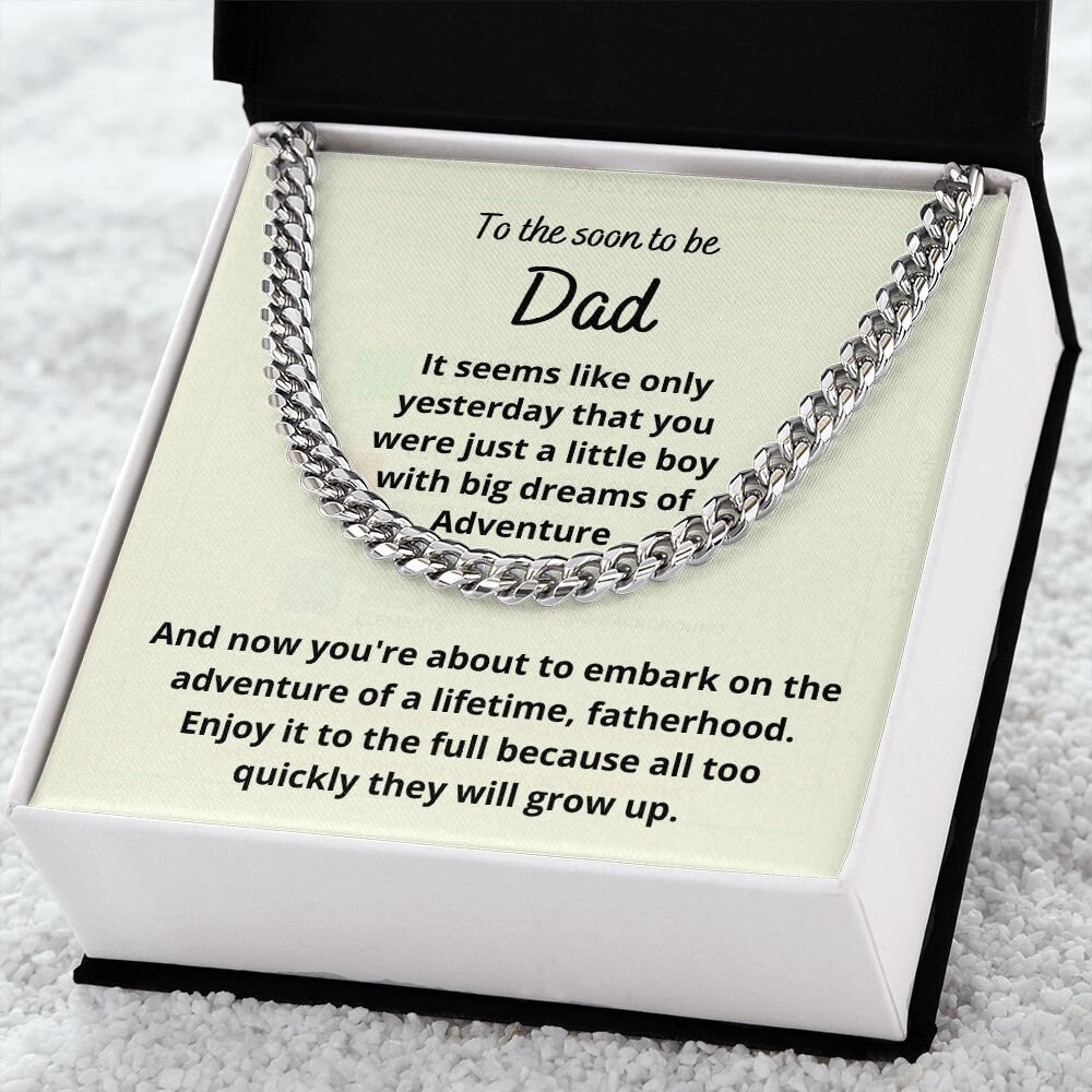 Gift for soon to be Dad, Cuban Link Chain Necklace from Wife or Grandparents, Expectant Dad Gift