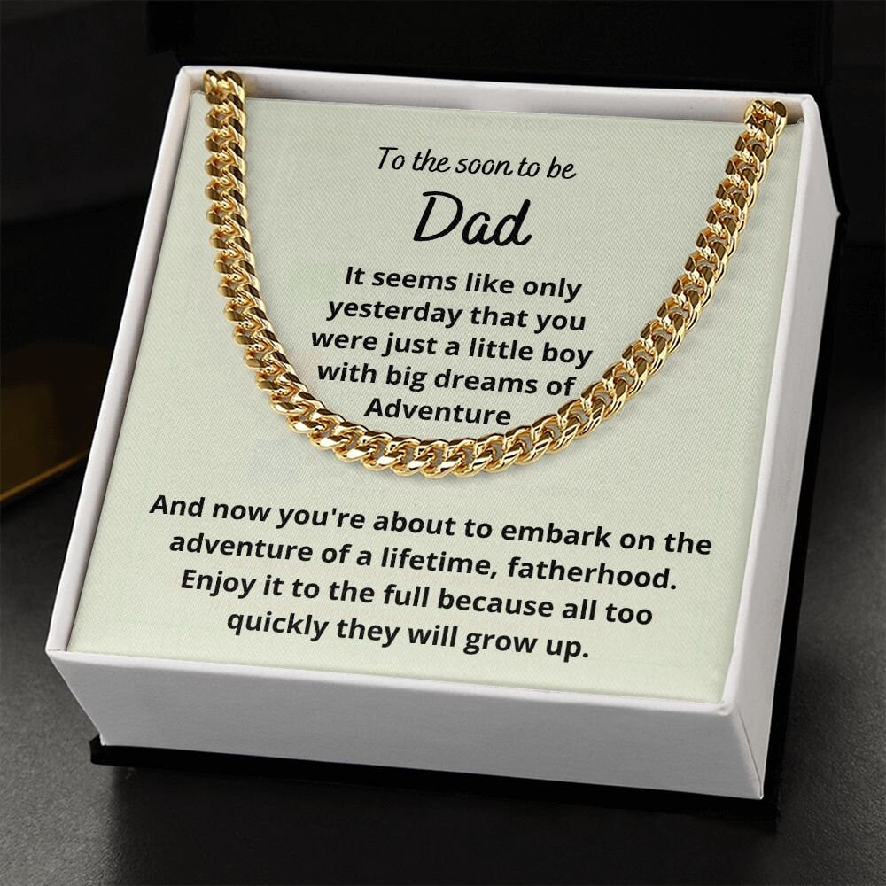 Gift for soon to be Dad, Cuban Link Chain Necklace from Wife or Grandparents, Expectant Dad Gift