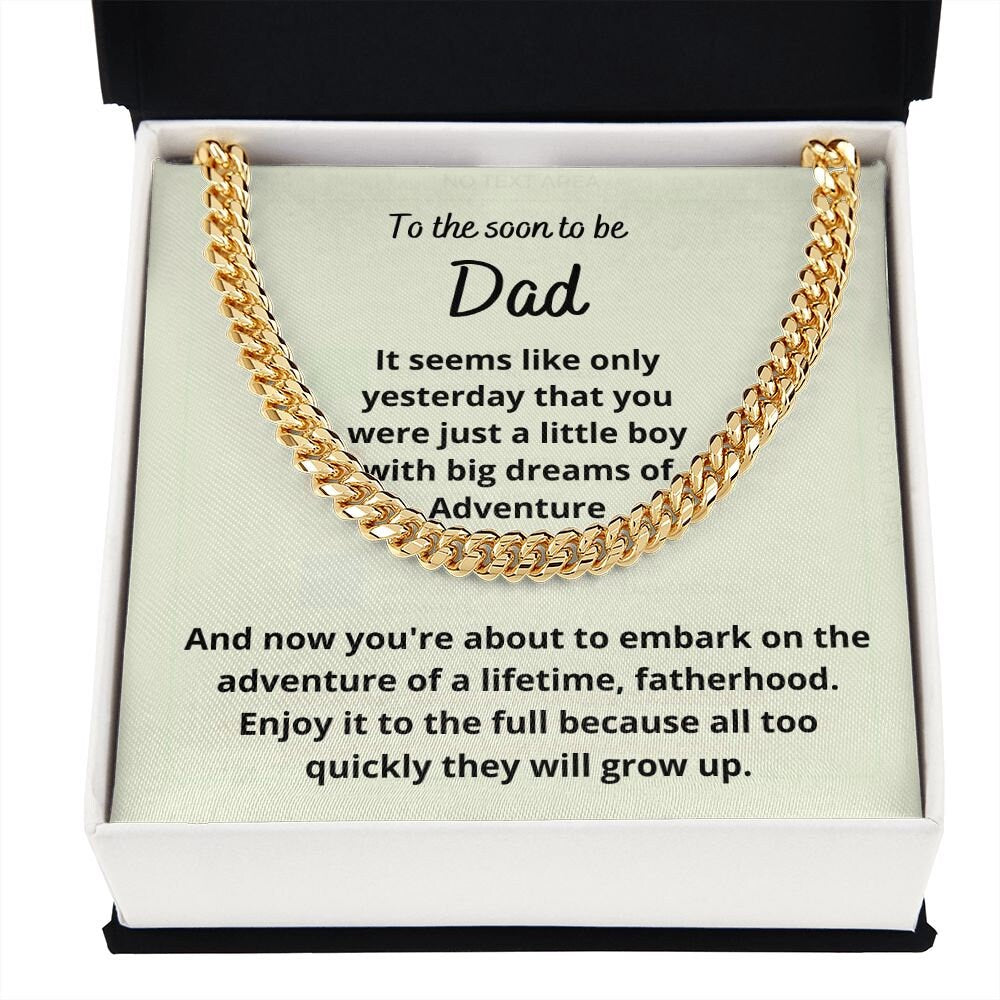 Gift for soon to be Dad, Cuban Link Chain Necklace from Wife or Grandparents, Expectant Dad Gift