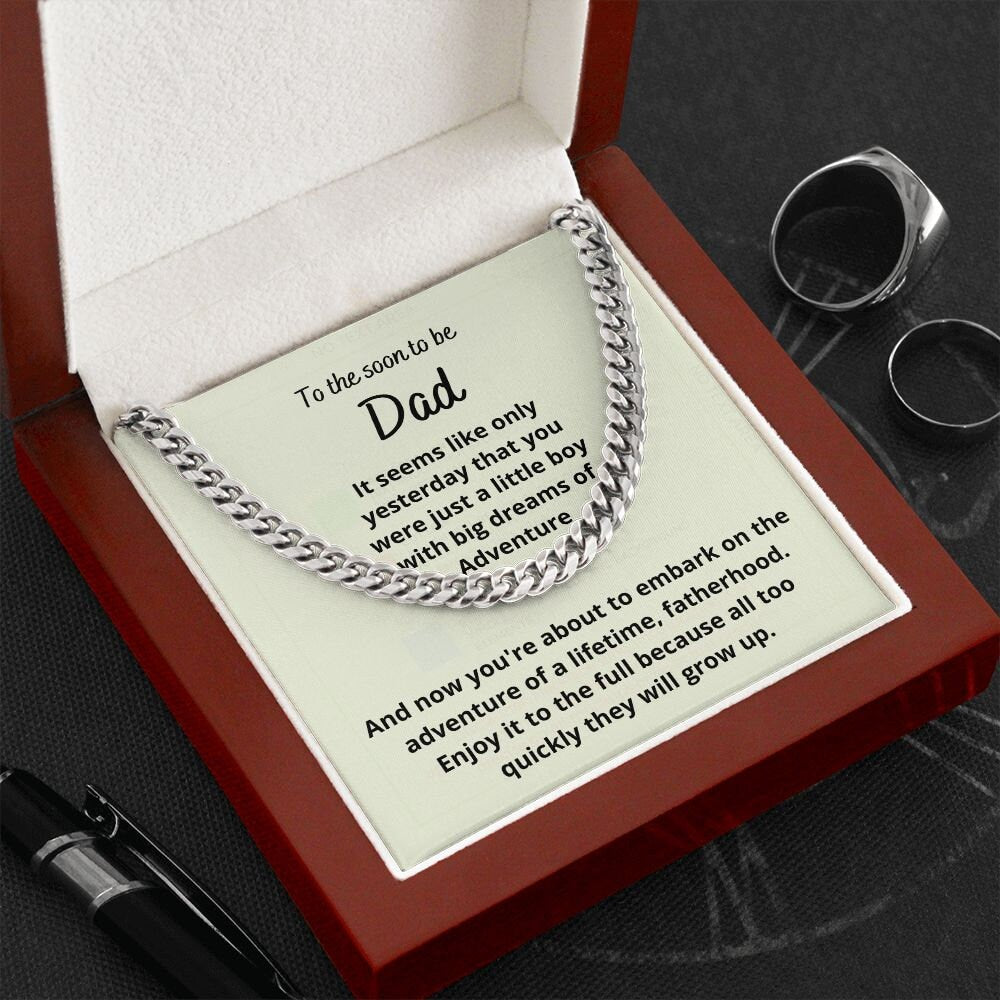 Gift for soon to be Dad, Cuban Link Chain Necklace from Wife or Grandparents, Expectant Dad Gift