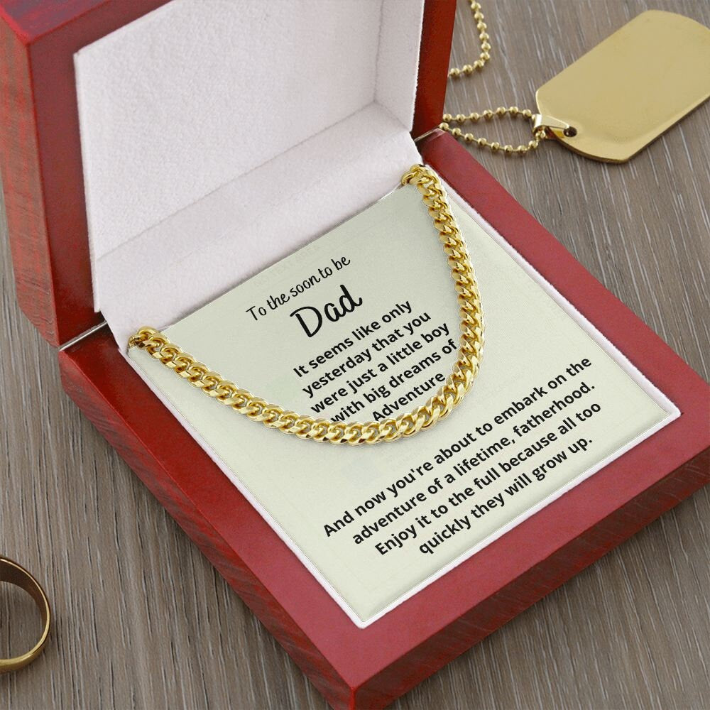 Gift for soon to be Dad, Cuban Link Chain Necklace from Wife or Grandparents, Expectant Dad Gift