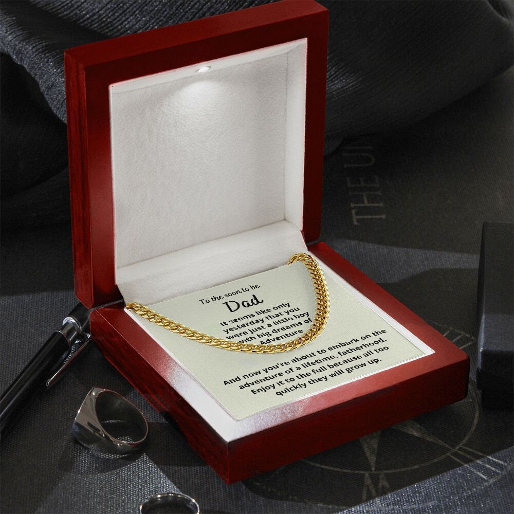 Gift for soon to be Dad, Cuban Link Chain Necklace from Wife or Grandparents, Expectant Dad Gift