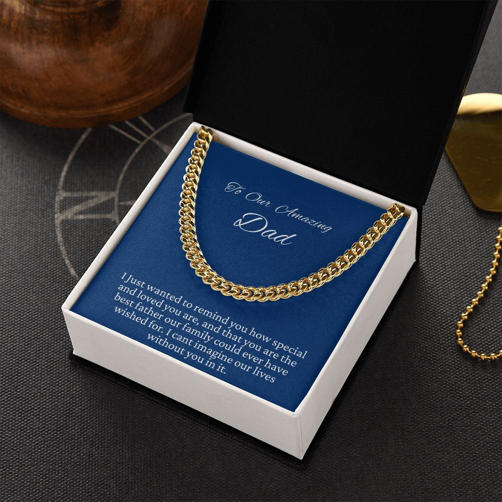 Gift for Dad, Cuban Link Chain Necklace, Fathers Day present, Birthday gift, Christmas present, from Son, from Daughter, from Wife