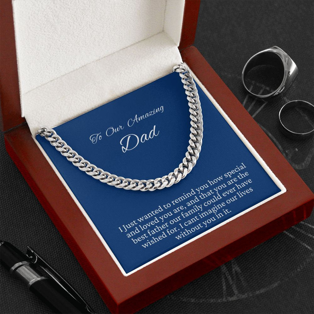 Gift for Dad, Cuban Link Chain Necklace, Fathers Day present, Birthday gift, Christmas present, from Son, from Daughter, from Wife