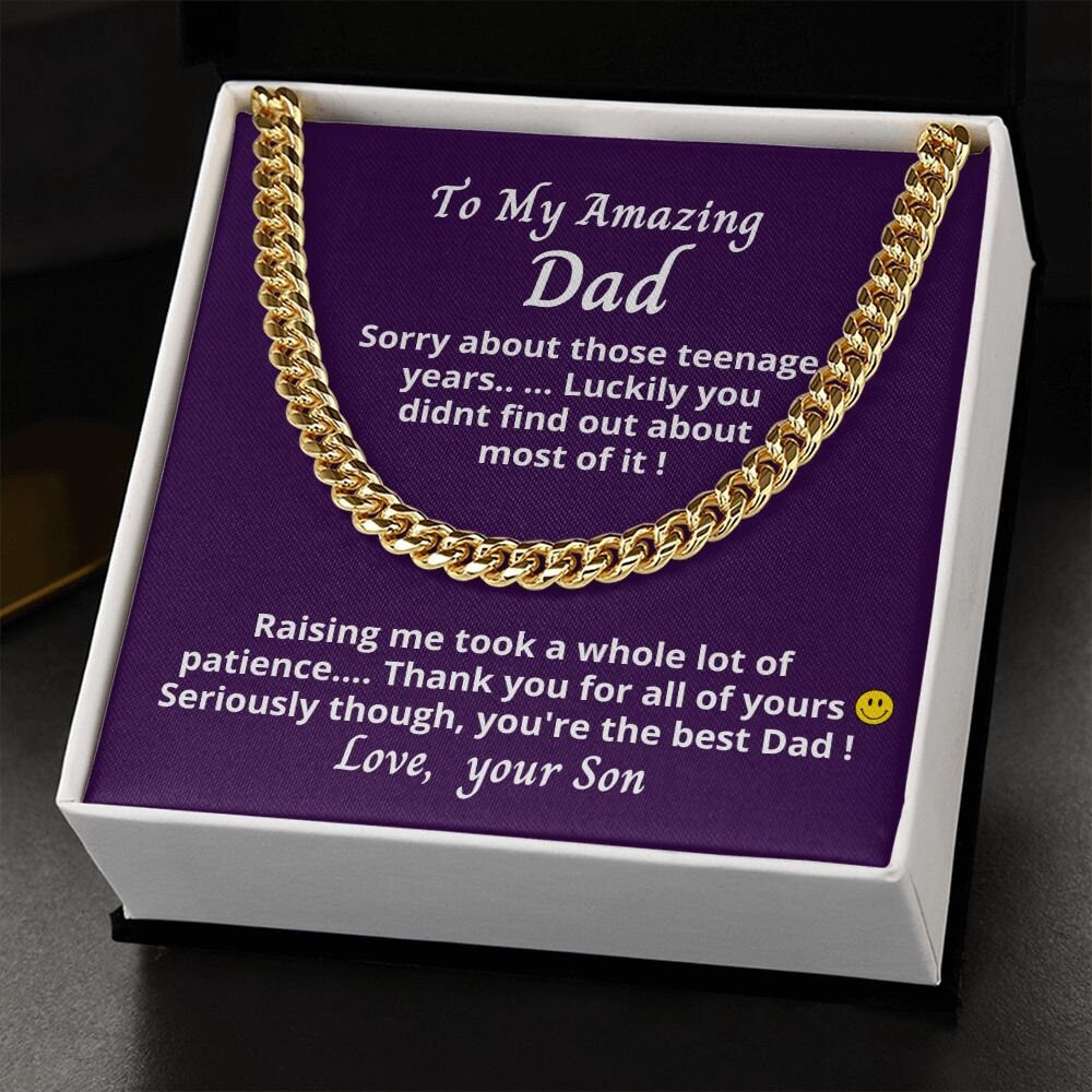 Gift for Dad from Son, Cuban Link Chain necklace, Gift for Birthday, Father's Day, Christmas present, Funny