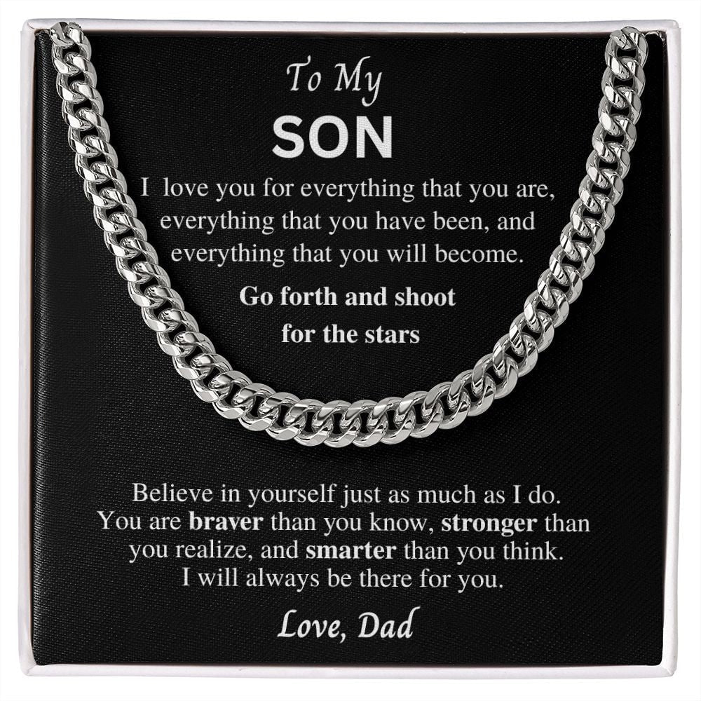 Gift to Son from Dad, Cuban link chain necklace, Gift for Birthday, Christmas, Graduation present, Sentimental gift