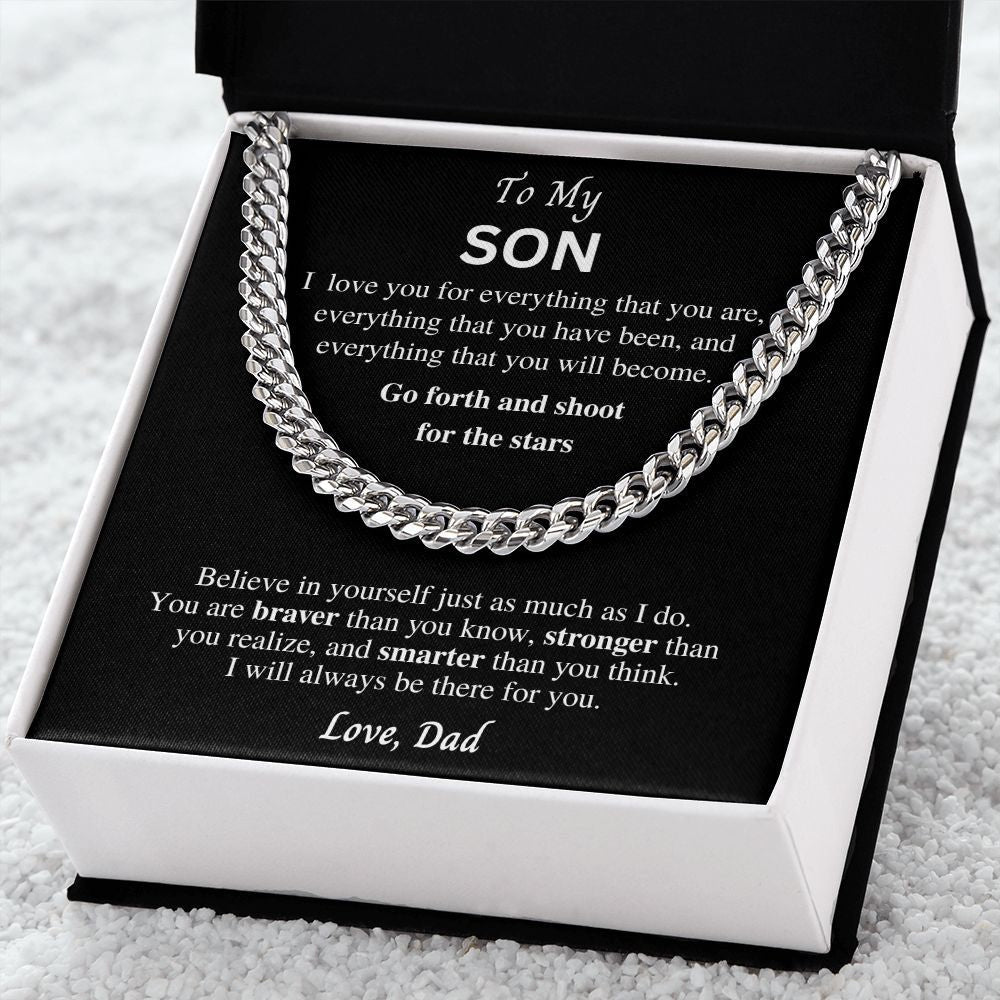 Gift to Son from Dad, Cuban link chain necklace, Gift for Birthday, Christmas, Graduation present, Sentimental gift