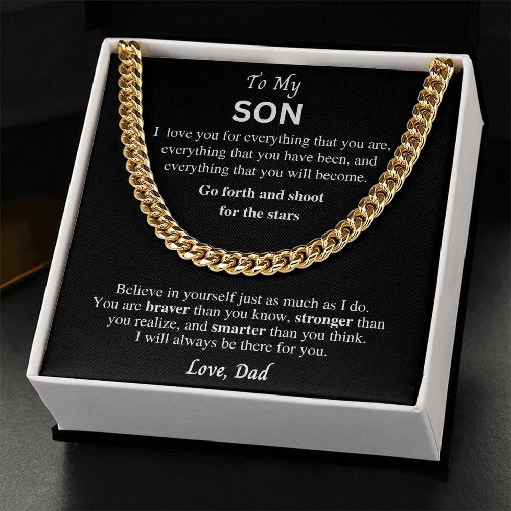 Gift to Son from Dad, Cuban link chain necklace, Gift for Birthday, Christmas, Graduation present, Sentimental gift