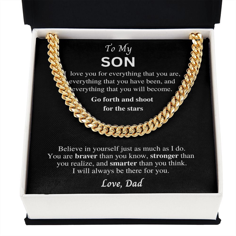 Gift to Son from Dad, Cuban link chain necklace, Gift for Birthday, Christmas, Graduation present, Sentimental gift