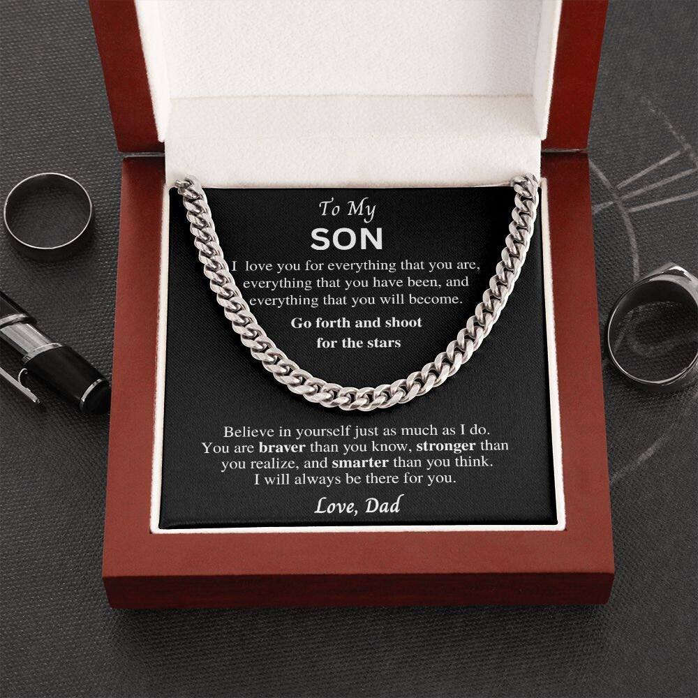 Gift to Son from Dad, Cuban link chain necklace, Gift for Birthday, Christmas, Graduation present, Sentimental gift