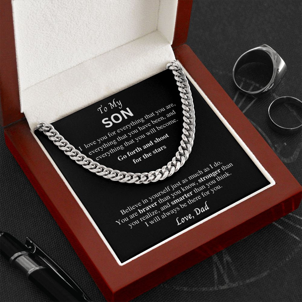 Gift to Son from Dad, Cuban link chain necklace, Gift for Birthday, Christmas, Graduation present, Sentimental gift
