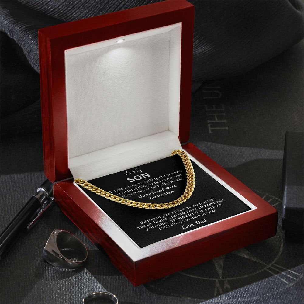 Gift to Son from Dad, Cuban link chain necklace, Gift for Birthday, Christmas, Graduation present, Sentimental gift