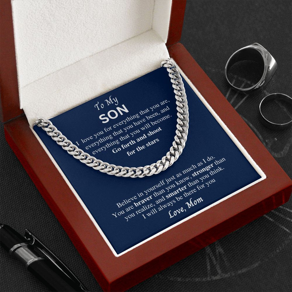 Gift to Son from Mom, Cuban Link Chain necklace, gift for Birthday, Christmas, Graduation. Sentimental present