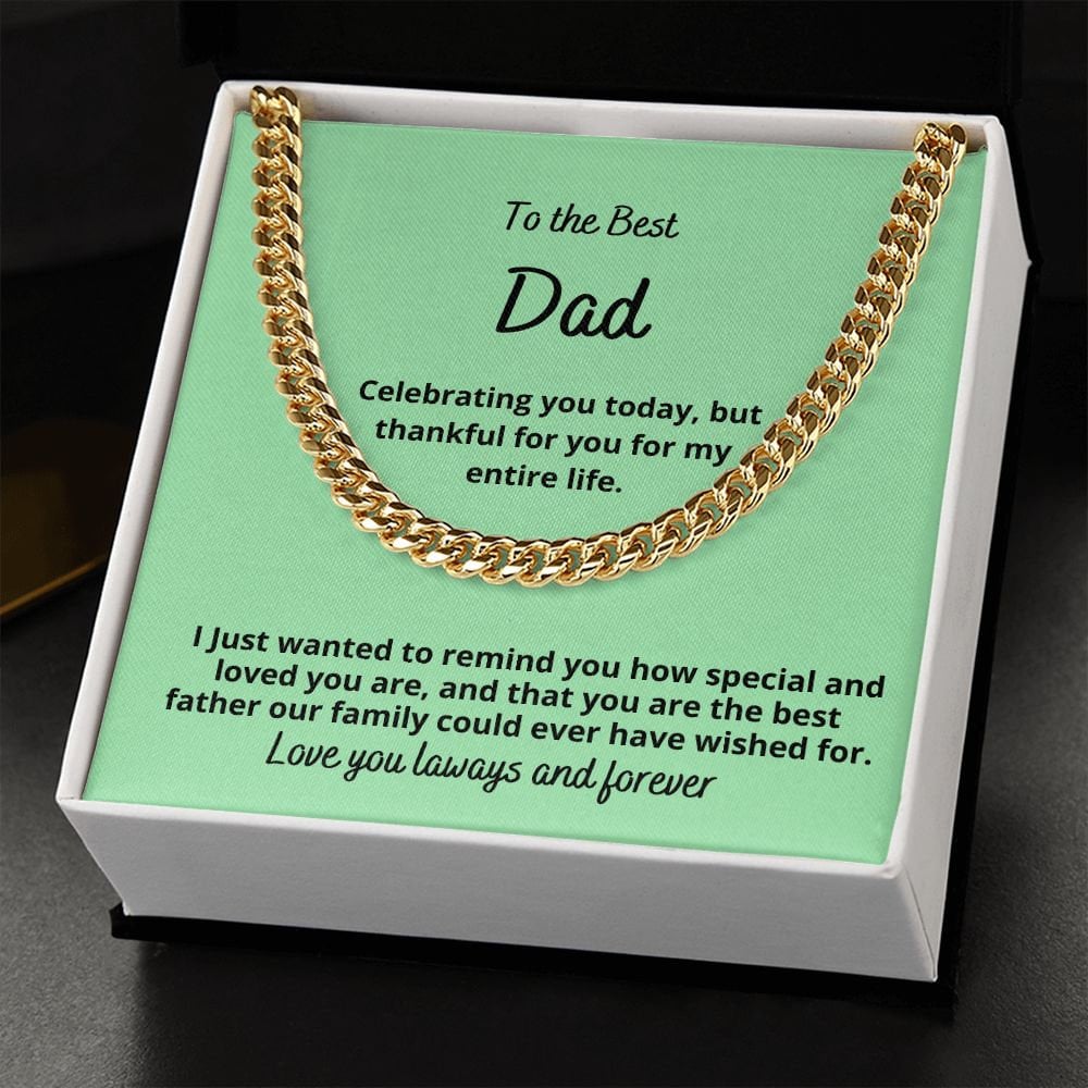 Gift for Dad, Cuban link Chain Necklace,  from Son, from Daughter, from Wife, Father's day gift, Birthday present