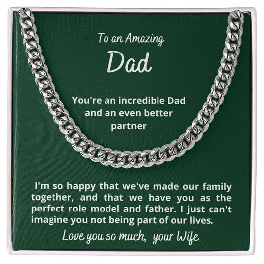 Gift for Husband, Cuban Link Chain Necklace, from wife, for Father's Day, Birthday, Christmas, sentimental present