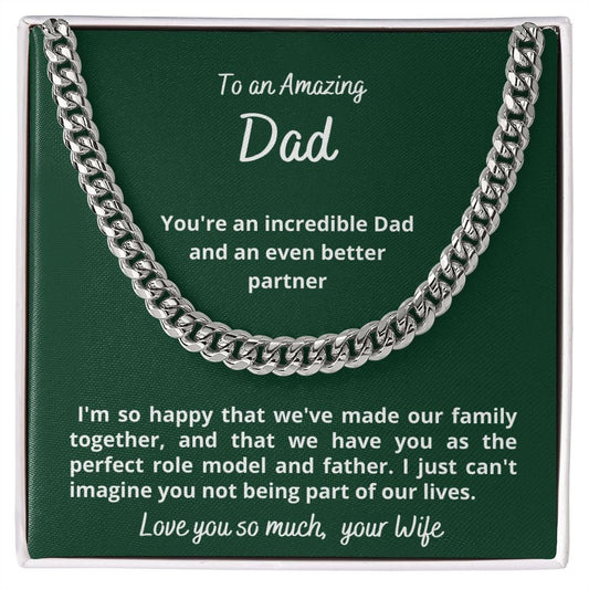 Gift for Husband, Cuban Link Chain Necklace, from wife, for Father's Day, Birthday, Christmas, sentimental present