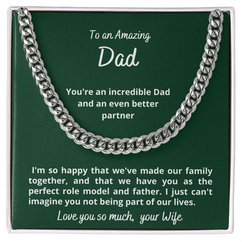 Gift for Husband, Cuban Link Chain Necklace, from wife, for Father's Day, Birthday, Christmas, sentimental present
