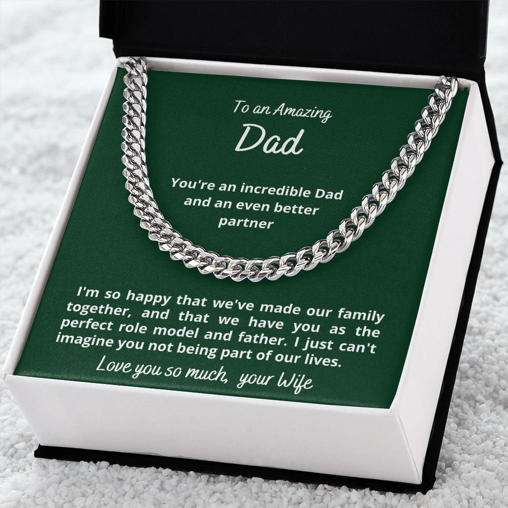Gift for Husband, Cuban Link Chain Necklace, from wife, for Father's Day, Birthday, Christmas, sentimental present