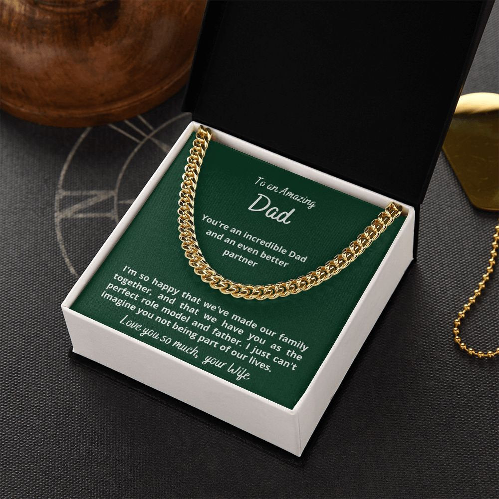 Gift for Husband, Cuban Link Chain Necklace, from wife, for Father's Day, Birthday, Christmas, sentimental present